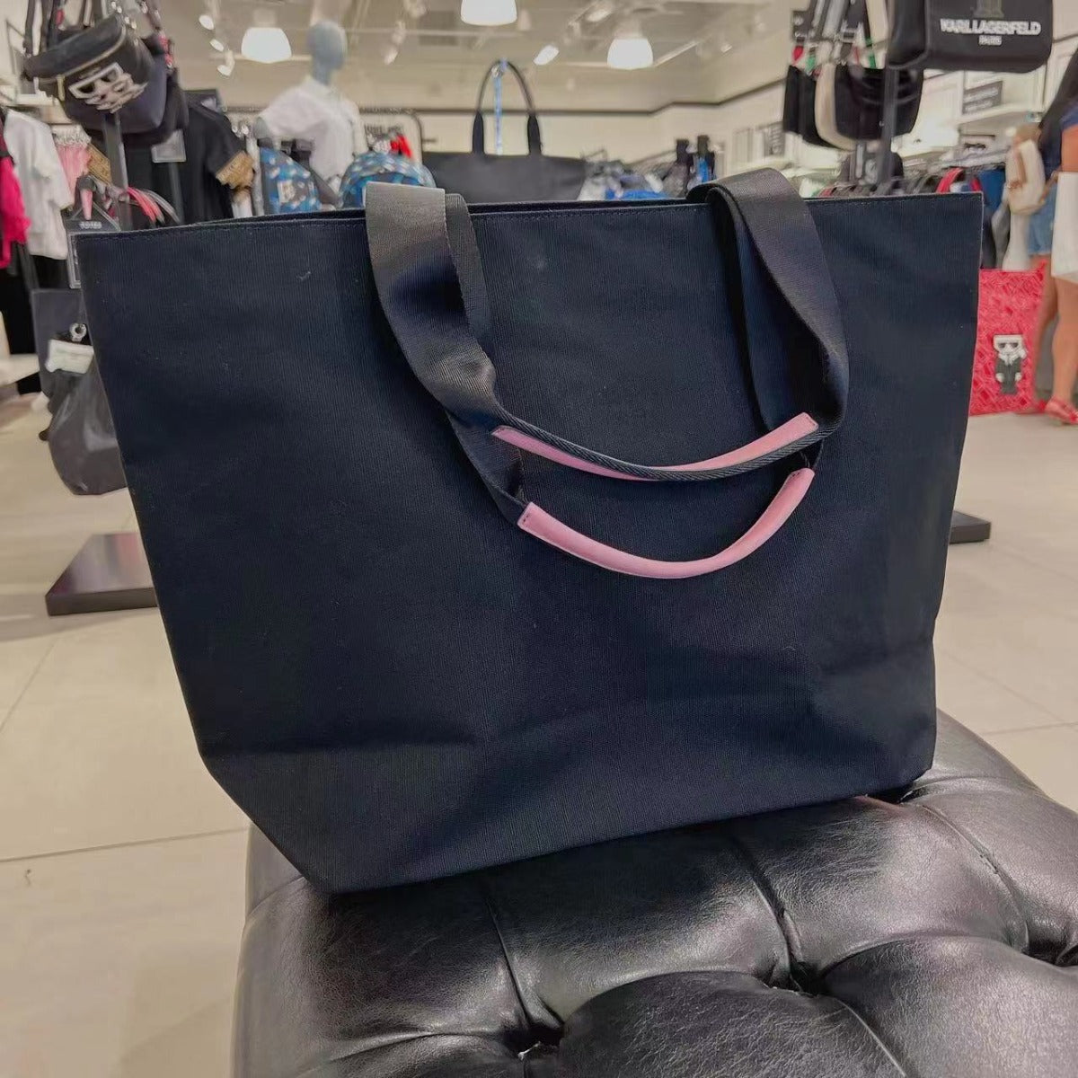 KARL LAGERFELD PARIS Kristen LH2AG807 Rainbow Spellout Logo Canvas Tote Bag KARL LAGERFELD PARIS Kristen LH2AG807 Rainbow Spellout Logo Canvas Tote Bag